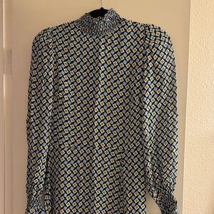 Reformation Blue and Yellow Geometric Dress